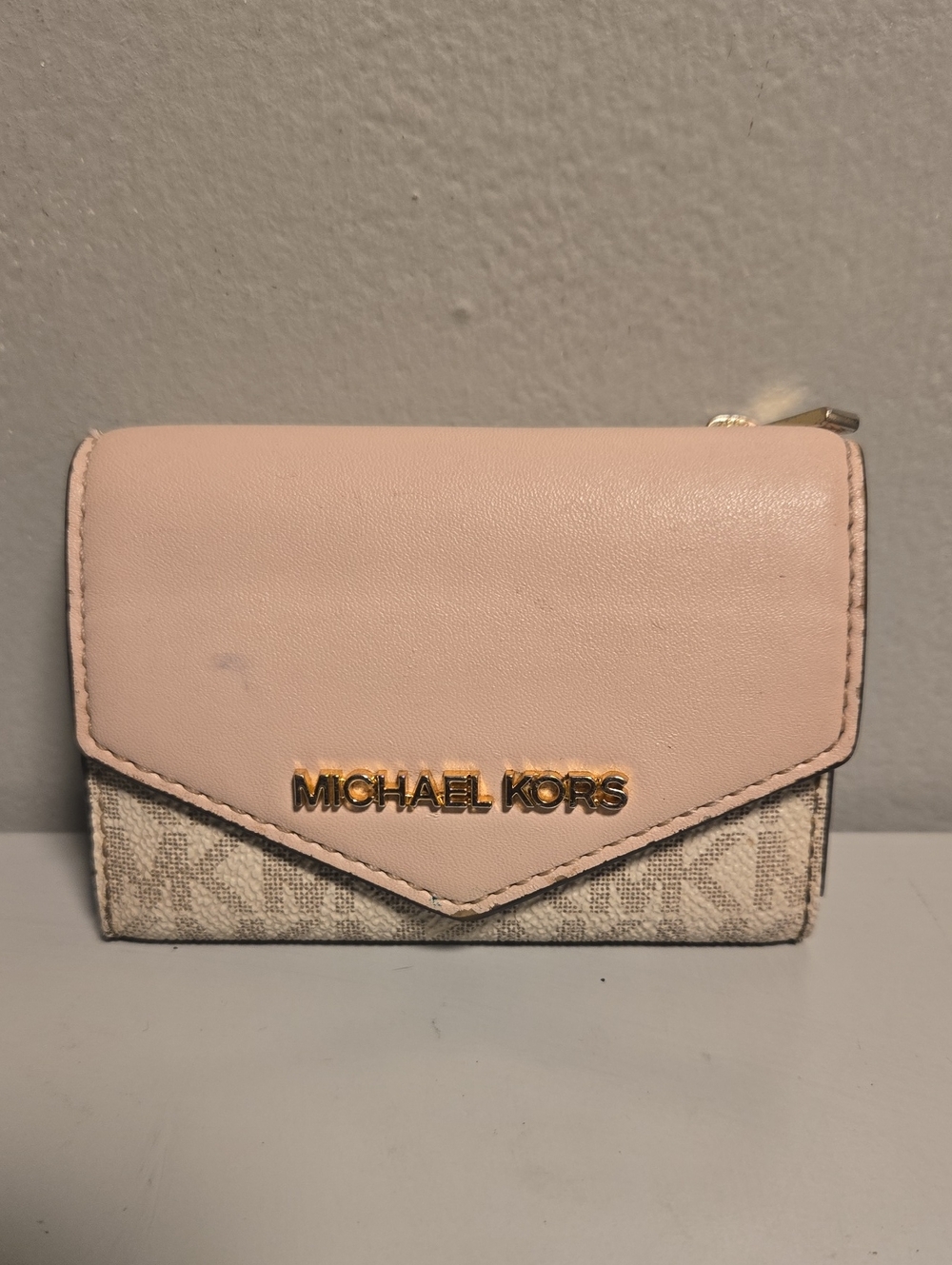 Michael Kors Blush Pink and Signature MK Card Case Wallet